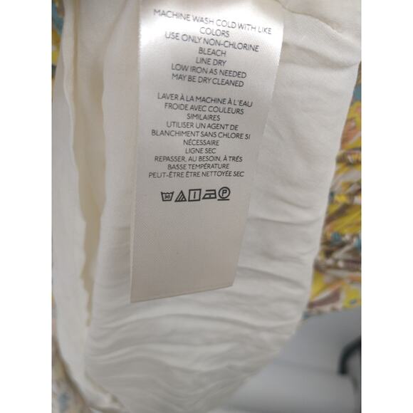 Free People Forget Me Not Mini Dress 8 Floral Ruched Short Sleeve Ivory Combo - Picture 14 of 15